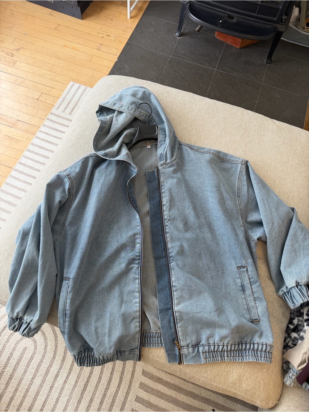 Light Blue Hooded Denim Jacket
